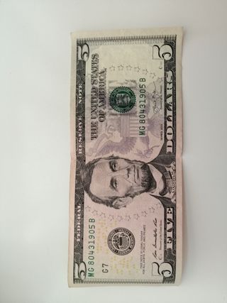 Banconota 5 Dollari USA Serie 2013 Autentica