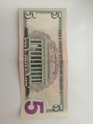 Banconota 5 Dollari USA Serie 2013 Autentica