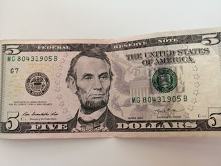Banconota 5 Dollari USA Serie 2013 Autentica