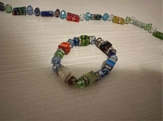 Set collana e bracciale perline colorate