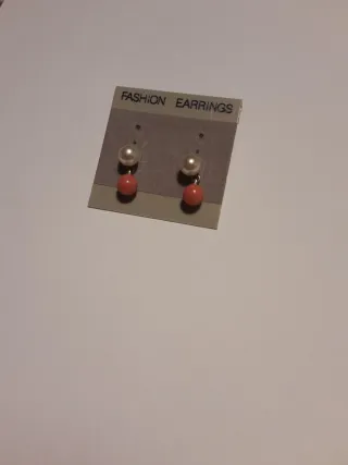 Pendientes bisutería perla y coral