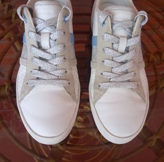 Zapatillas Geox Mujer Talla 39 Blancas y Plateadas