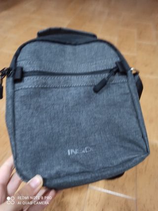 Borsa a tracolla grigia da uomo