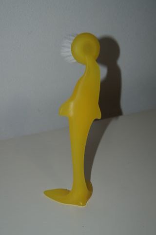 Saboneteira e escova de golfinho amarela