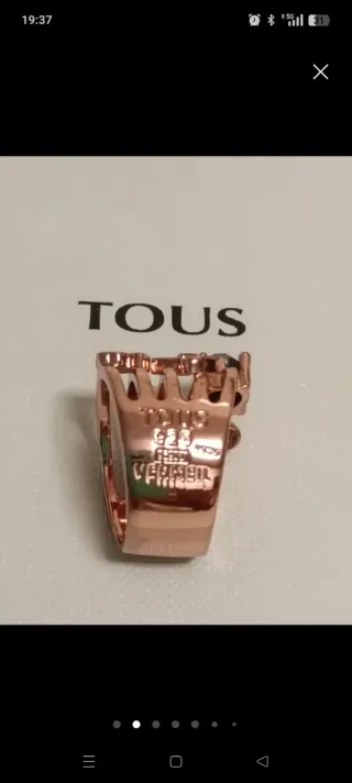 ANILLO TOUS PLATA DORADA ROSA VERMEIL NUEVO T.12