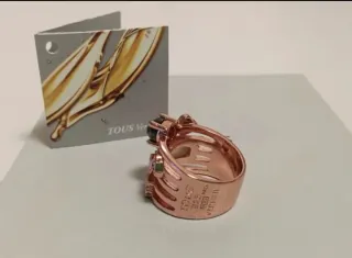 ANILLO TOUS PLATA DORADA ROSA VERMEIL NUEVO T.12