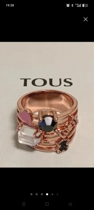 ANILLO TOUS PLATA DORADA ROSA VERMEIL NUEVO T.12