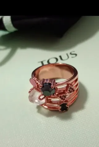 ANILLO TOUS PLATA DORADA ROSA VERMEIL NUEVO T.12