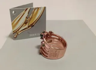 ANILLO TOUS PLATA DORADA ROSA VERMEIL NUEVO T.12