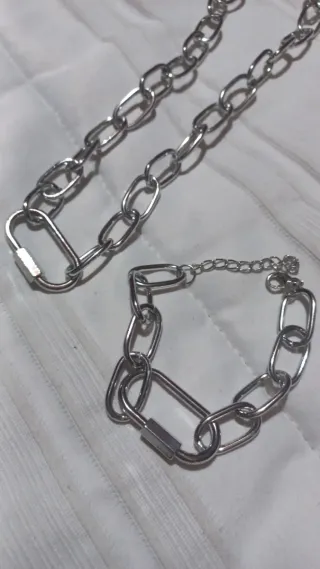 Conjunto Cadena y Pulsera Dorado/Plateado