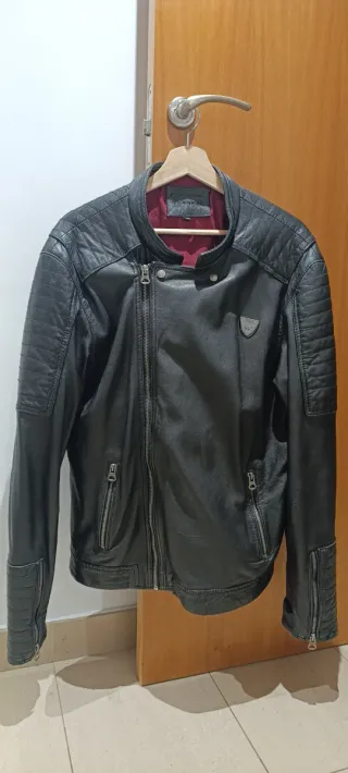 Chaqueta de piel negra Kaporal