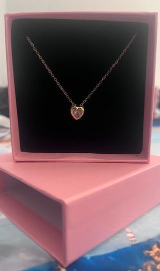 Collana cuore oro rosa con zirconi