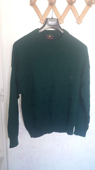 Maglione Uomo Lana Girocollo Verde Taglia L