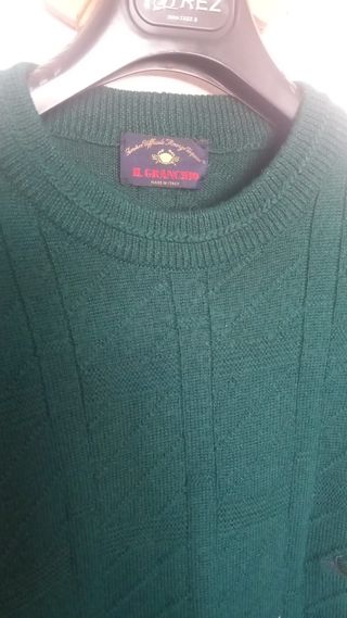 Maglione Uomo Lana Girocollo Verde Taglia L