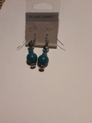 Pendientes bisutería azul y plata
