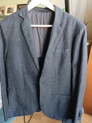 Americana de lino azul