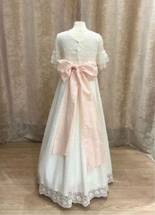 Vestido Comunión Plumeti Bordado Blanco