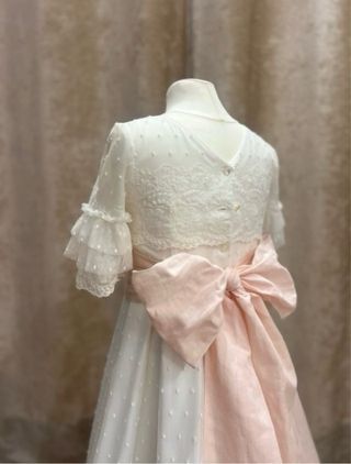 Vestido Comunión Plumeti Bordado Blanco