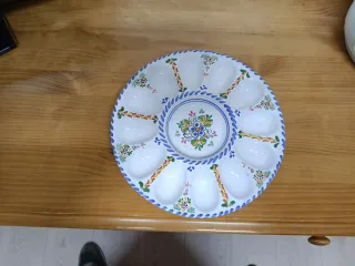 Plato Huevera Cerámica Decorada