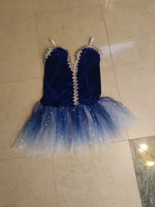 Vestido Tutú Azul Terciopelo y Plata