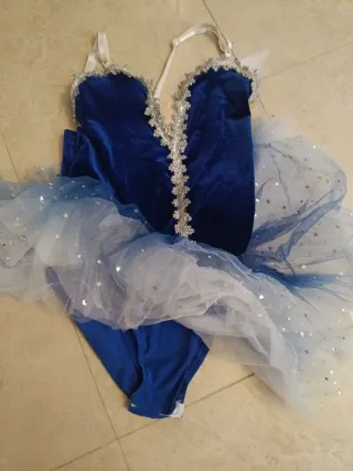 Vestido Tutú Azul Terciopelo y Plata