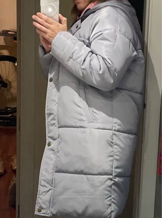Abrigo largo acolchado gris mujer
