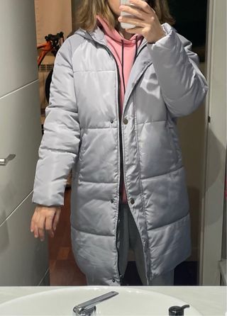 Abrigo largo acolchado gris mujer