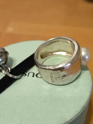 Anillo Tous Original Talla 19 Perla Plata
