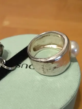 Anillo Tous Original Talla 19 Perla Plata