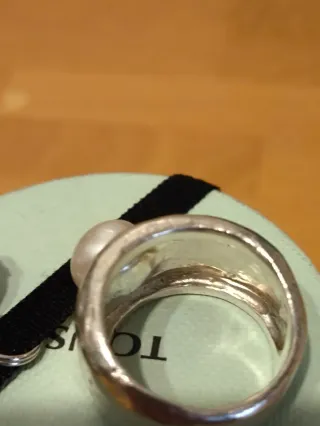 Anillo Tous Original Talla 19 Perla Plata
