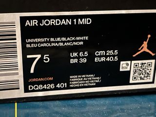 Air Jordan 1 Mid University Blue Black White