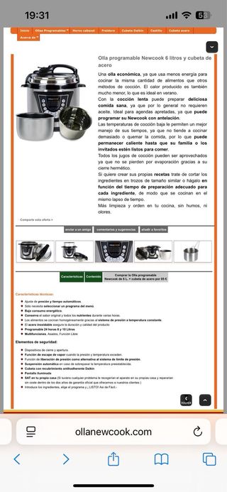 Olla Newcook 6L + Cubeta Acero de un solo uso