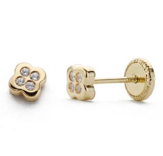 Pendientes bebé Oro 18k con circonitas