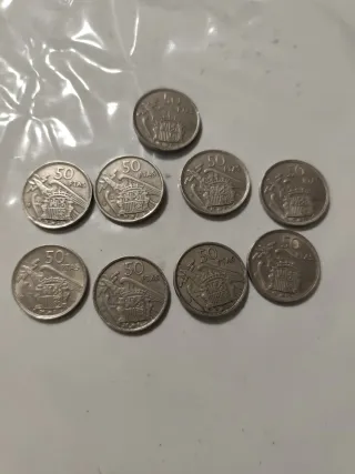 Monedas 50 Pesetas Franco 1957 ( 9 unidades)