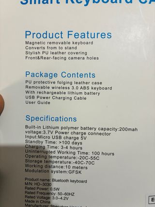 Funda iPad con Teclado Azul