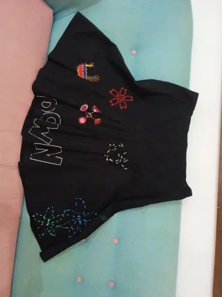 Falda Desigual Negra Multicolor