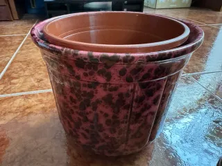 3 macetas de gres lacado + 3 interiores