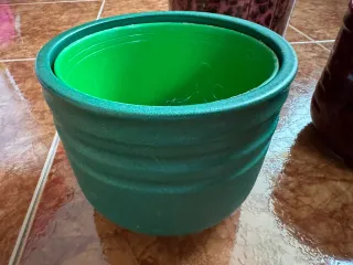 3 macetas de gres lacado + 3 interiores