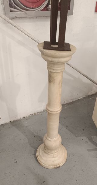 Pedestal Neoclásico Antiguo Mármol Alabastro