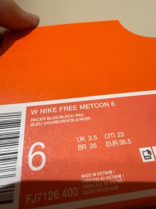 Nike Free Metcon 6 Talla 36.5 Azul Naranja