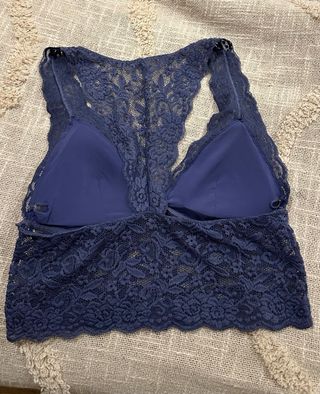 Top de encaje azul talla única