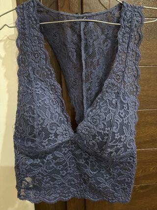 Top de encaje azul talla única