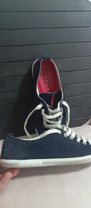 Zapatillas Prada Azul Marino y Blanco