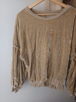 Jersey Sudadera terciopelo dorada ancha Talla M