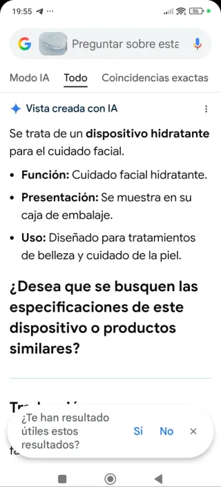 Dispositivo Facial Hidratante Plata