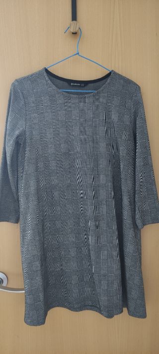 Vestido Stradivarius Cuadros Gris Talla XS