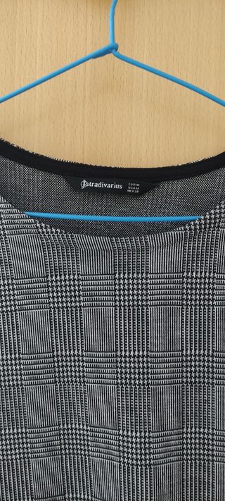 Vestido Stradivarius Cuadros Gris Talla XS