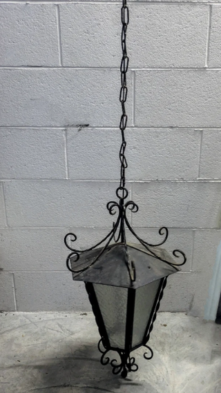 Coppia Lanterne Ferrobattuto Vetro Stile Antico