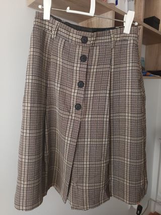 Falda pantalón midi cuadros Zara Talla M