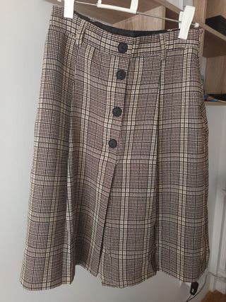 Falda pantalón midi cuadros Zara Talla M